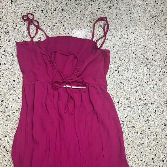 Pink maxi dress tie back adjustable straps Large L Siberian 42 - Picture 8 of 8